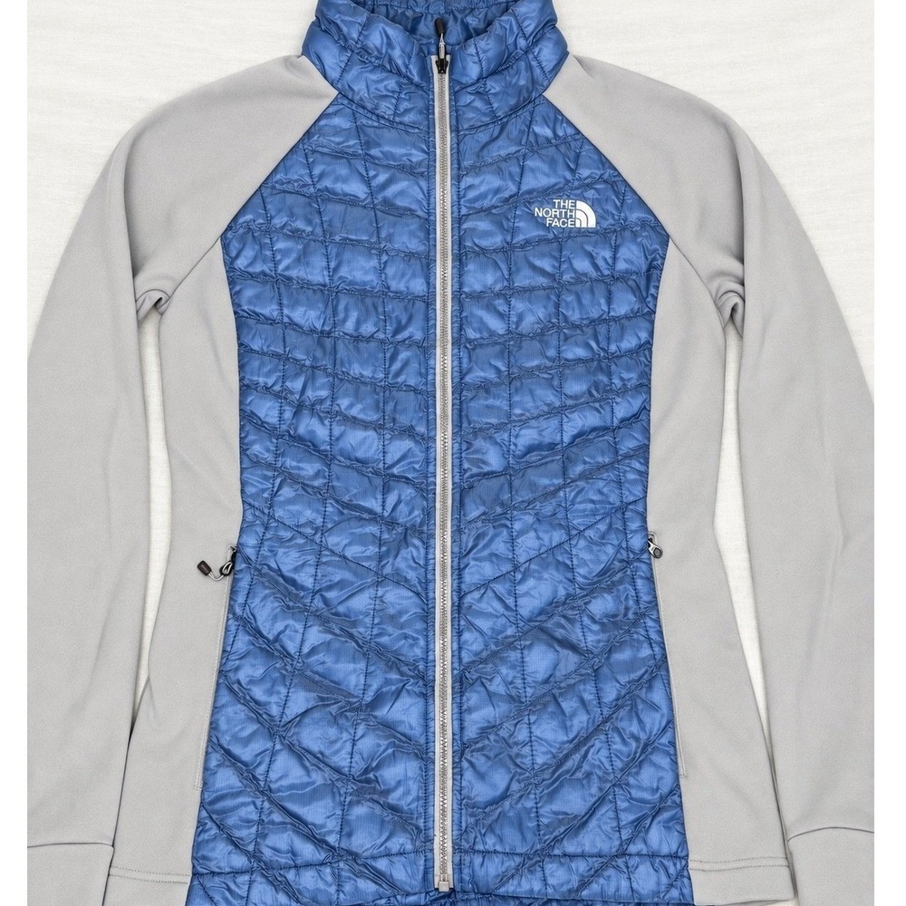 The North Face Womens Hybrid Jacket Size M Blue Gray Quilted Stretch Full Zip